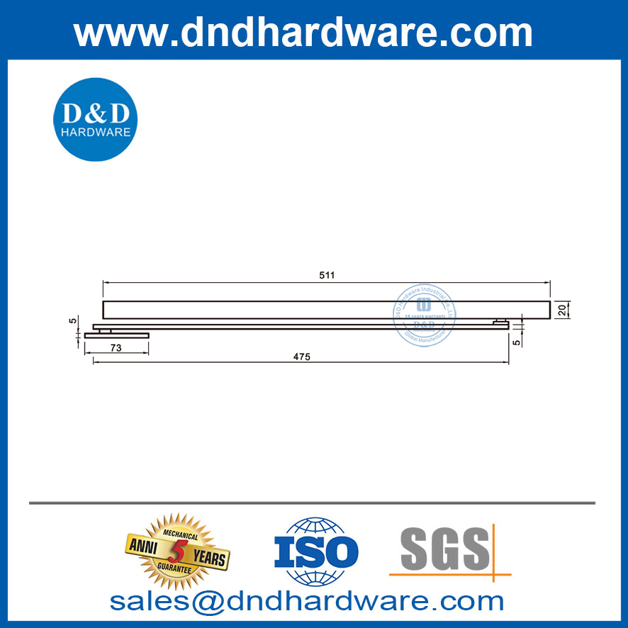 Cadre de porte en acier inoxydable monté au-dessus du porte-porte et bouchons de porte-ddds058