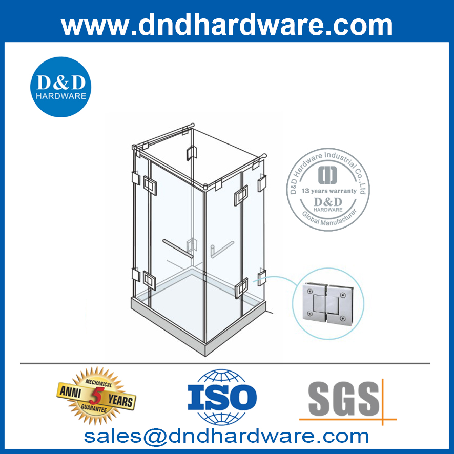 Glass Hardware Raccord à 180 degrés sans cadre de douche en verre Hinges-DDGH004