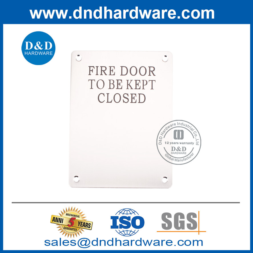 SS304 'Fire Door Going Locked ' Plaque de panneau Plaque d'incendie Indication-DDDSP007