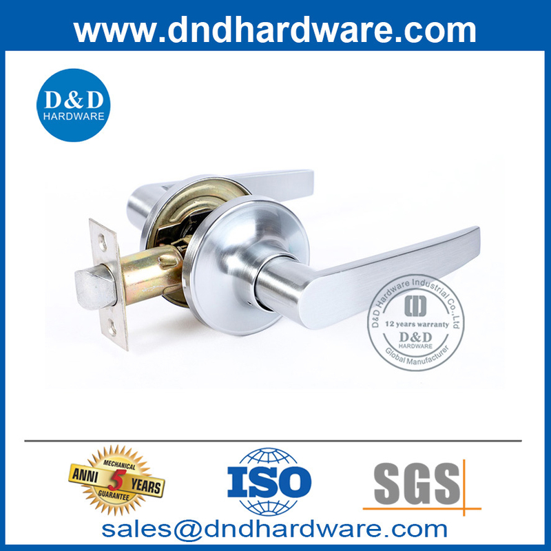 Satin Chrome Finish Lever Handle Lock Set pour le passage de la porte-DDLK070