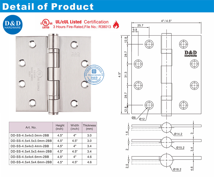 UL HINGEDDSS002-FR-4.5x4.5x3.4 