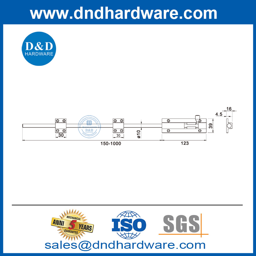 Surface de 150 mm à 1000 mm de longueur en acier inoxydable Barrel long Bolt-DDDB036