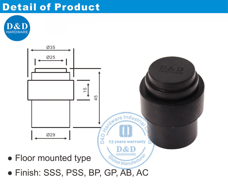 Stopper de porte d'entrée noire-ddds009 