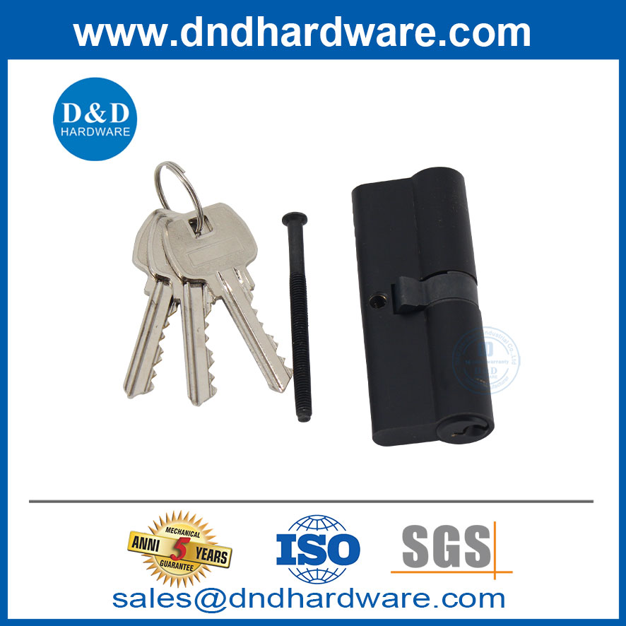 Cylindre en laiton de haute qualité 80 mm Double Keys Factory Black Door Lock Cylinder-DDLC003