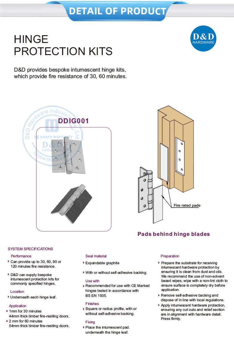 Kits de protection de la charnière de porte 