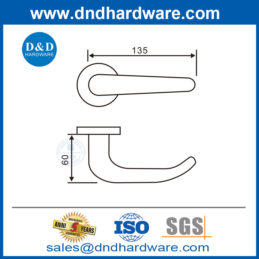 Poignée d'entrée Poignée en bois Poignée de porte verrouillage de salle de bain en acier inoxydable Handle-DDTH033