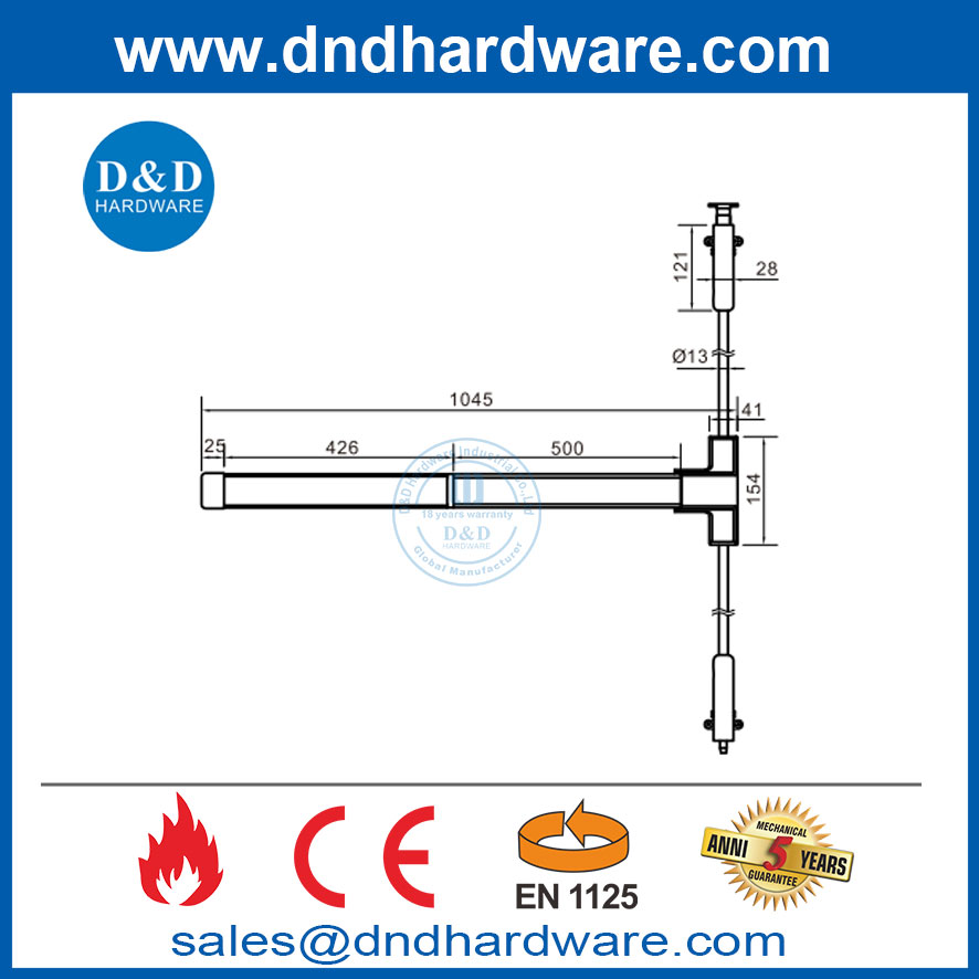 Poussage de porte Panique Panique Device commercial Emergency CE EN1125 pour les portes d'incendie-DDPD027