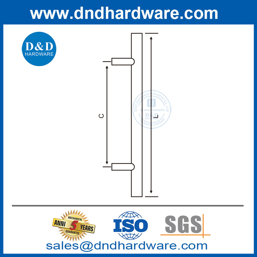 Poil de porte d'entrée poignées en acier inoxydable Black en verre Poiglettes-DDPH031