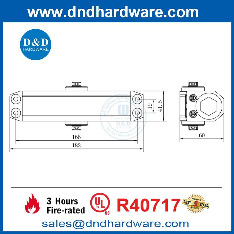 Anti-congelant UL Spring Hydraulic réglable de surface de surface Porte à plus près DDDC056