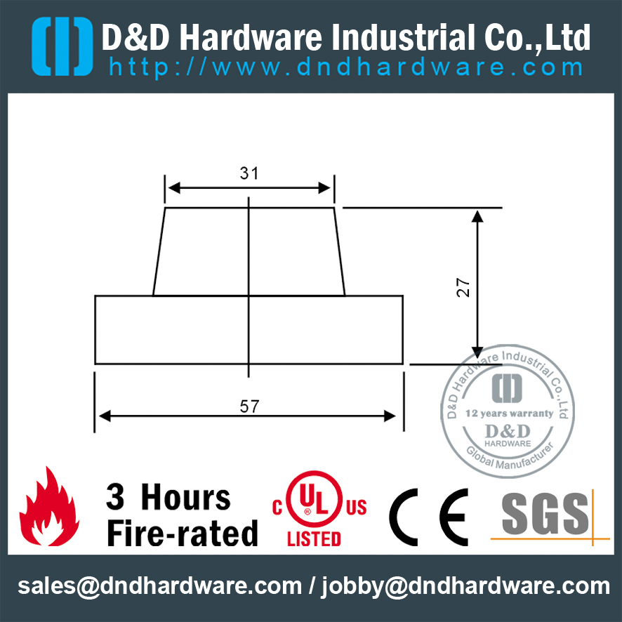 Butée de porte murale concave en acier inoxydable pour Office Door-DDDS023