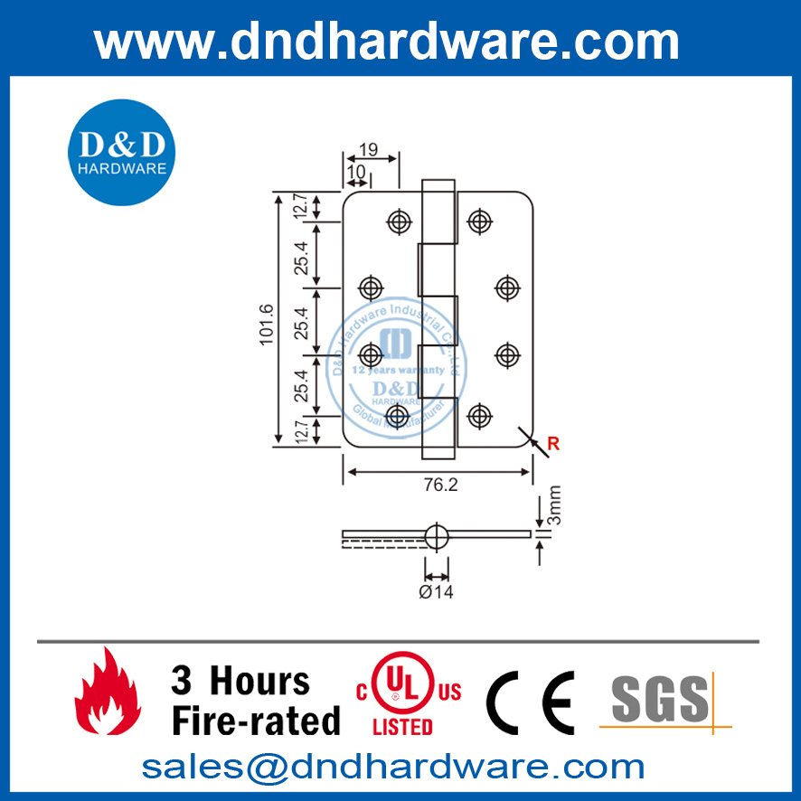 Charnière d'angle ronde en acier inoxydable pour porte extérieure-DDSS006