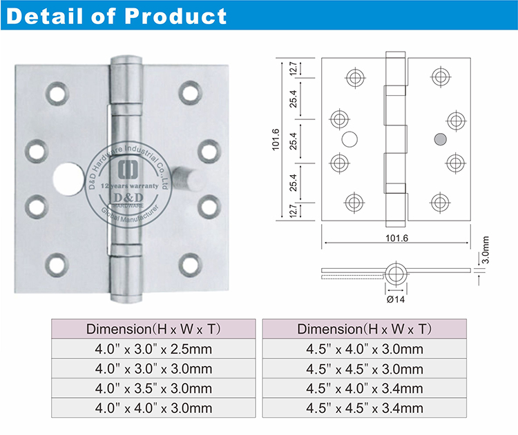 Single Security Hinge-DDSS015-D & D MARIAL MARIAL 