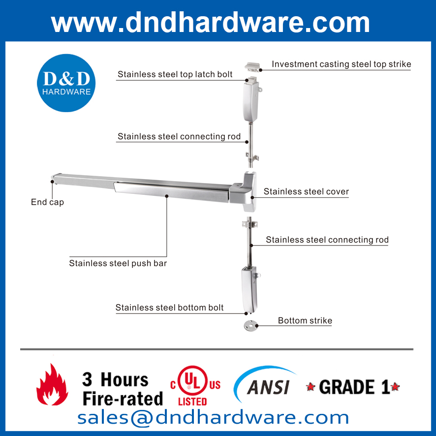 Dispositif de sortie de panique SS304 UL ANSI coupe-feu-DDPD004