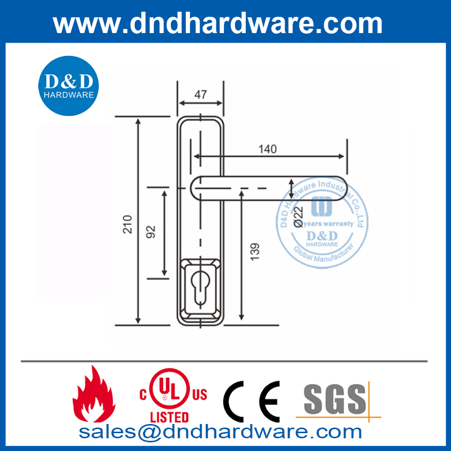 Garniture de levier d'écusson en acier inoxydable 316-DDPD015