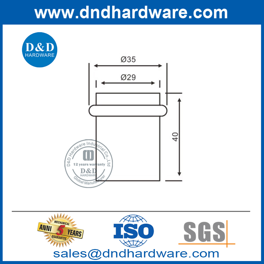 Matériel de butée de porte en métal lourd en caoutchouc d'acier inoxydable-DDDS011