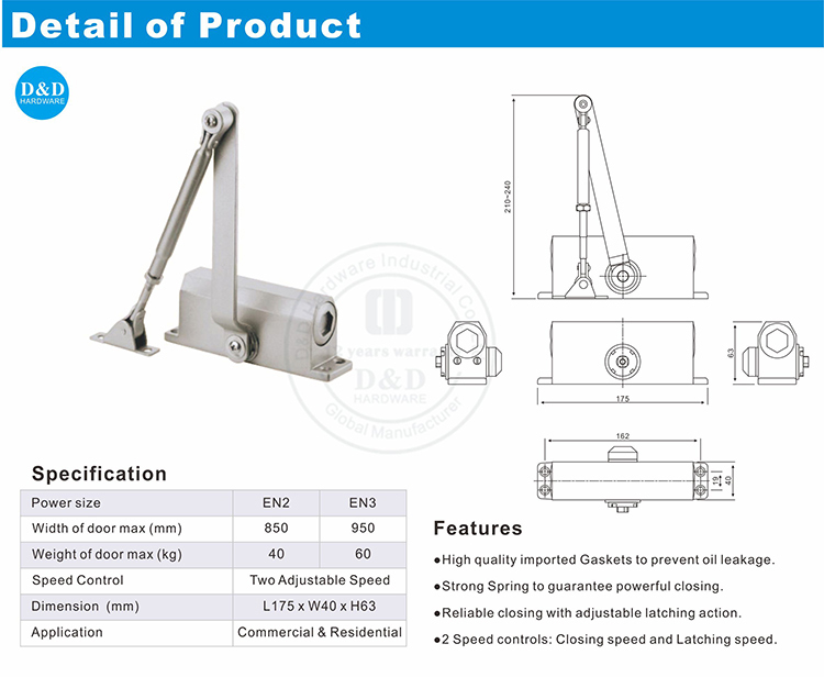 Porte commerciale Close-DDDC001-D & D Hardware
