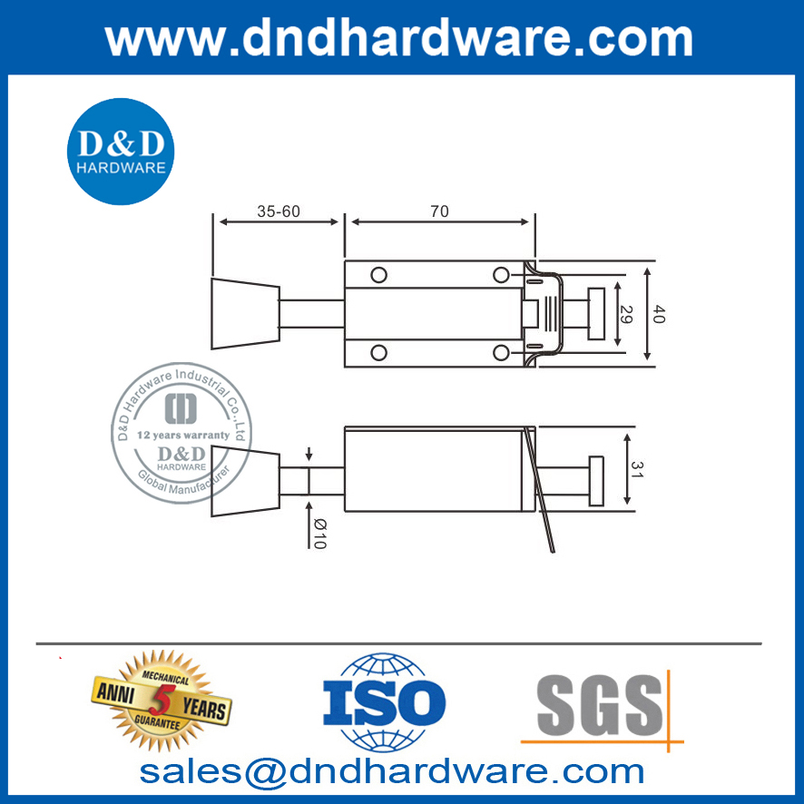 Support de porte à ressort en acier inoxydable monté sur porte-DDDS035