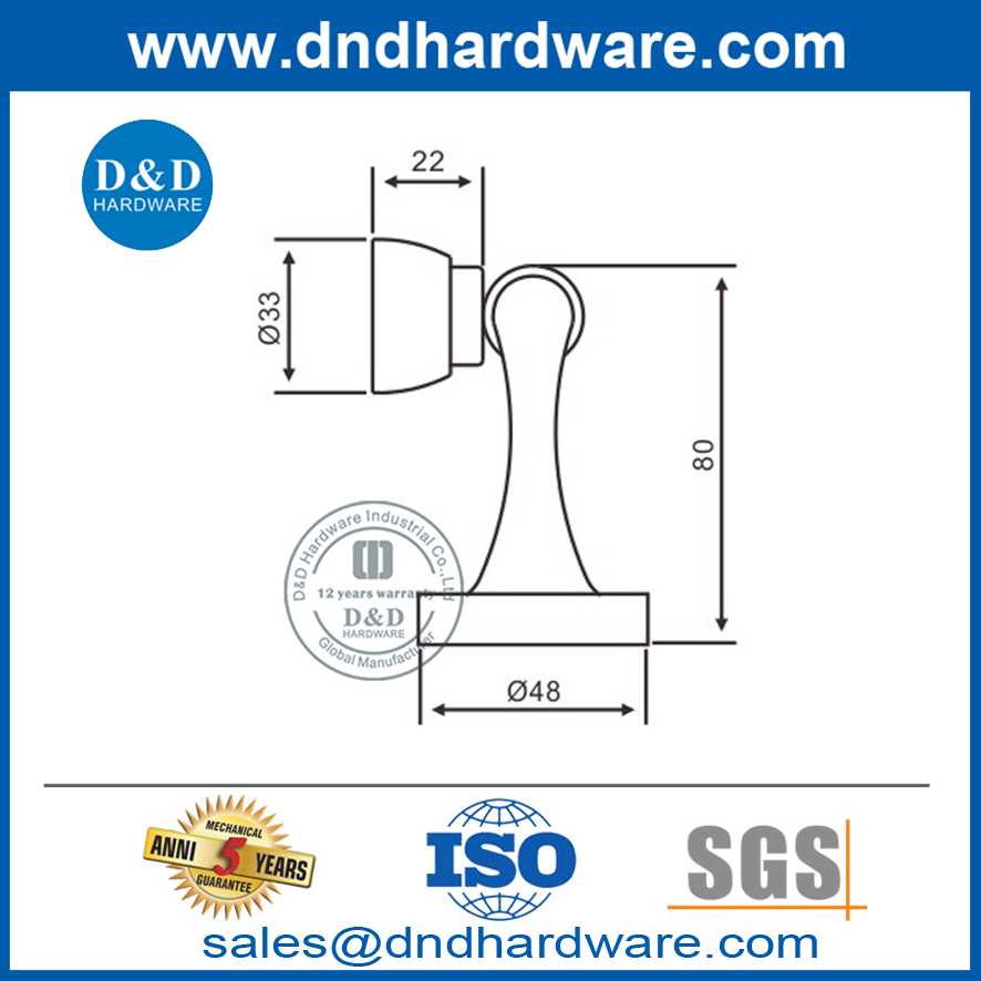 Support de porte magnétique solide au sol en acier inoxydable-DDDS028