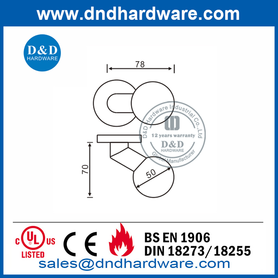 Bouton de porte intérieure de confidentialité de type levier en acier inoxydable-DDTH032