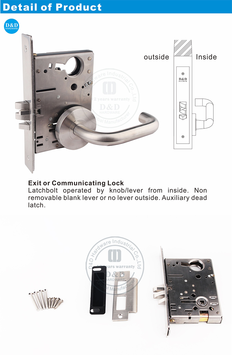 verrouillage de porte ANSI de grade 1