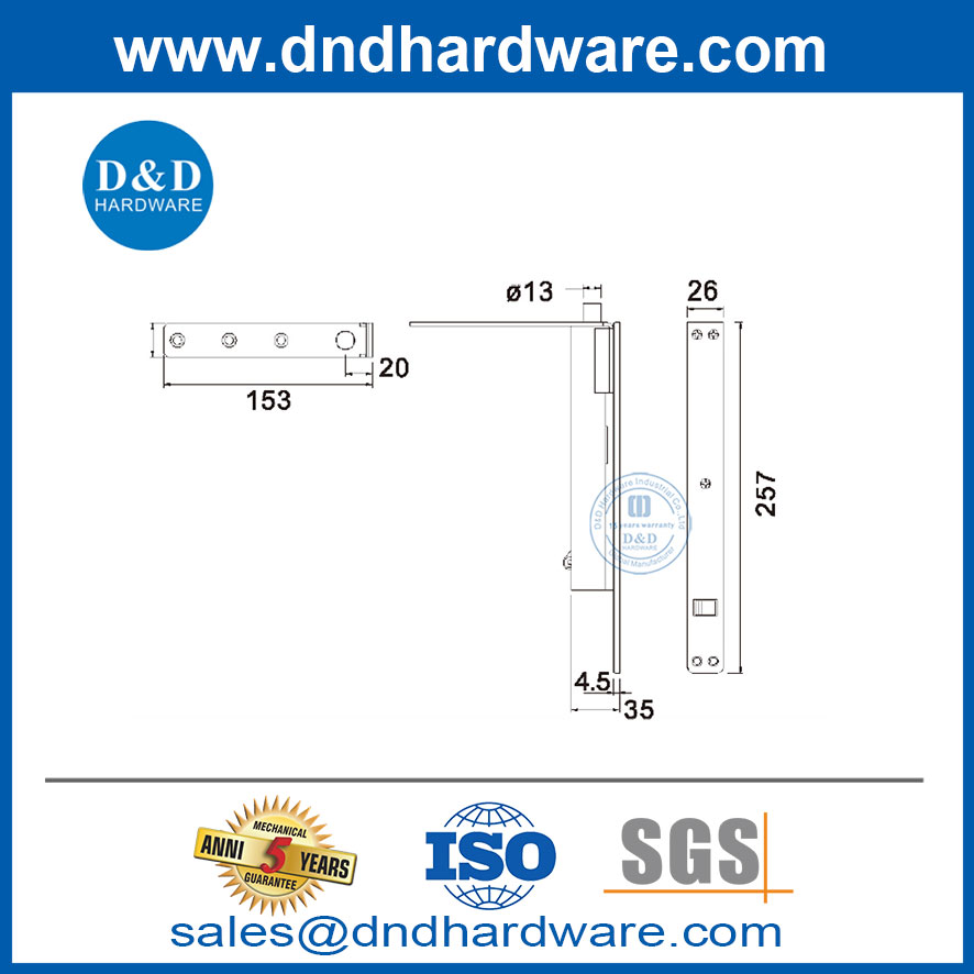 Boulons de rinçage automatique en acier inoxydable pour les portes doubles-DDDB031
