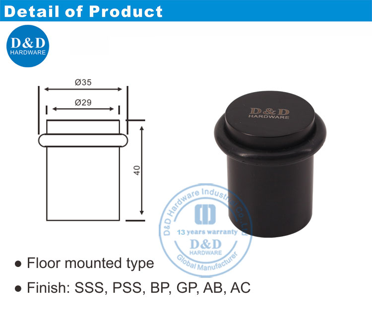 Stopper de porte en caoutchouc noire-ddds011 