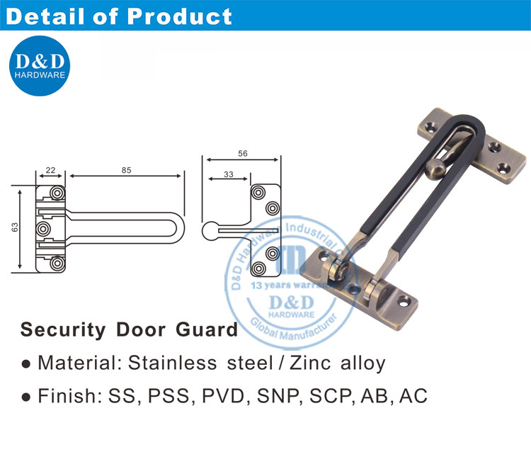 serrure de porte de sécurité du garde verrouillage 