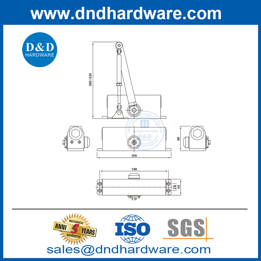 Porte plus proche de la quincaillerie en aluminium porte en alliage plus proche avec Hold Open-DDDC003