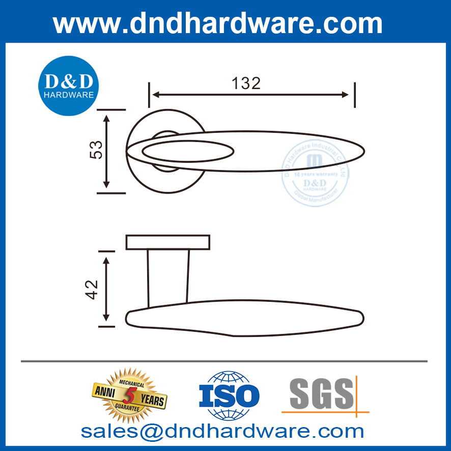 Rosette rond en acier inoxydable Le levier de porte d'entrée Handle-DDSH020