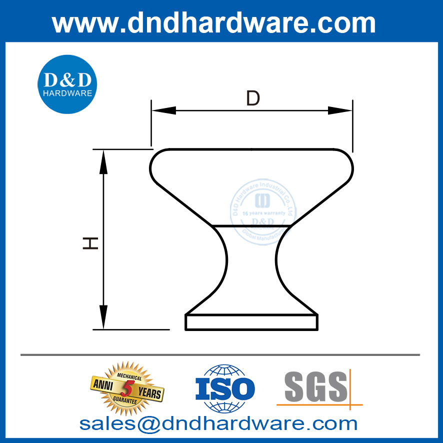 Porte d'armoire de cuisine en acier inoxydable tire les boutons de commode moderne-ddfh066