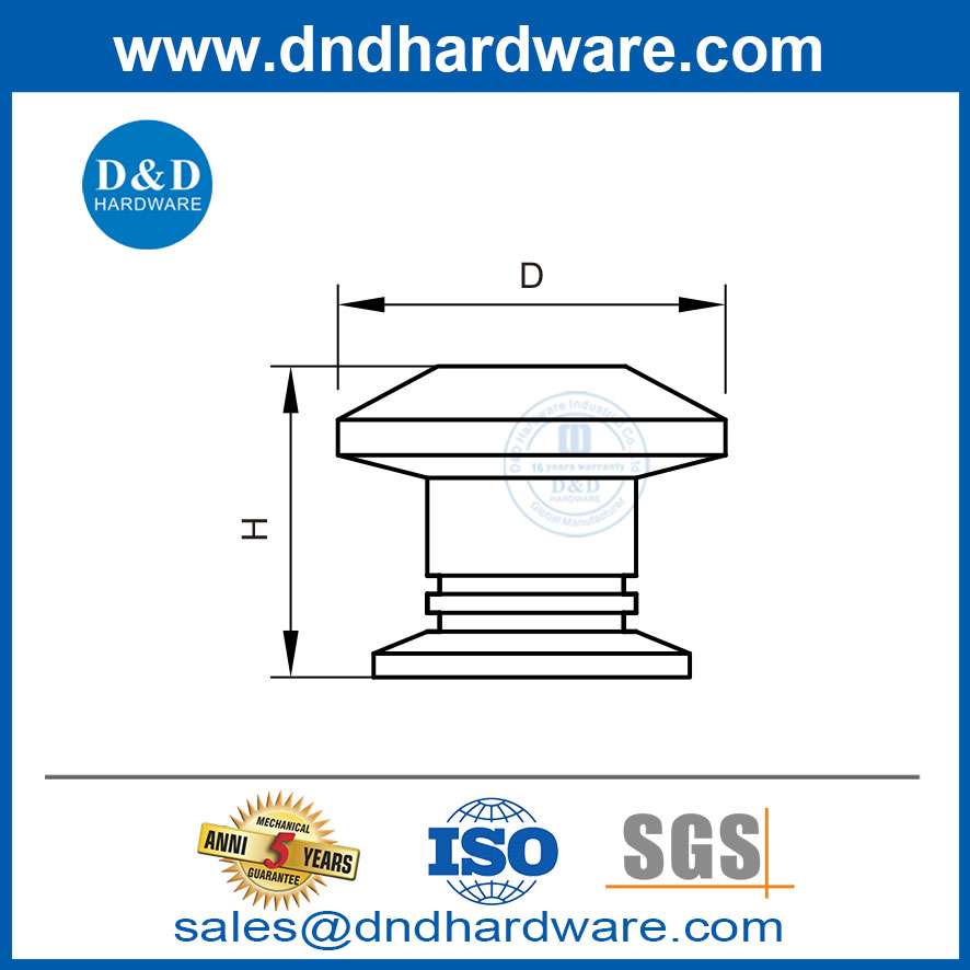 Mobilier moderne en acier inoxydable accessoire décoratif armoire de cuisine bouton-ddfh054