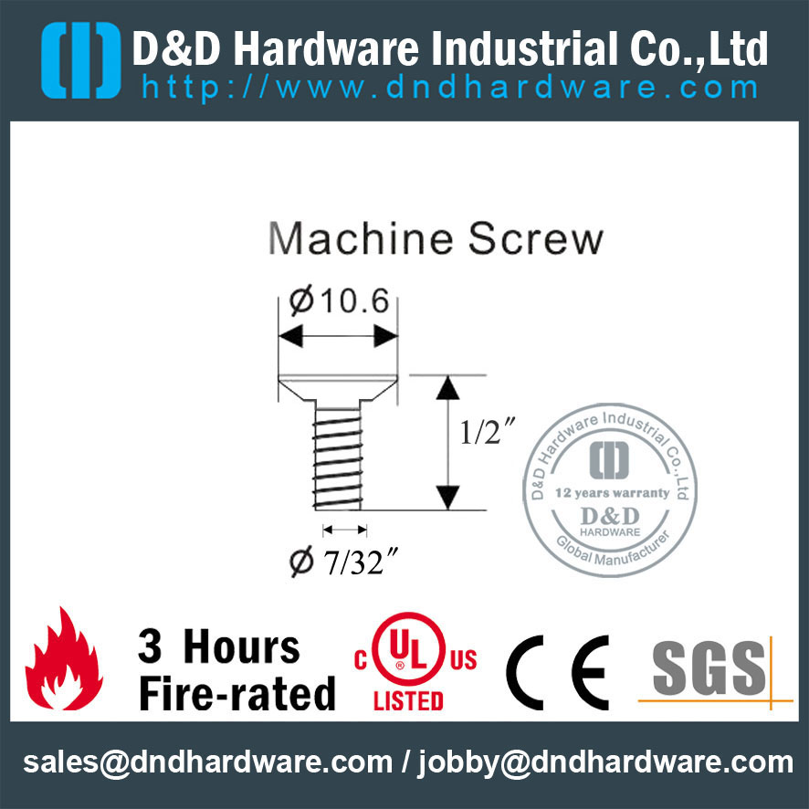 Vis à métaux SS304 ANSI pour charnière de porte et porte et cadre en métal - DDSR001