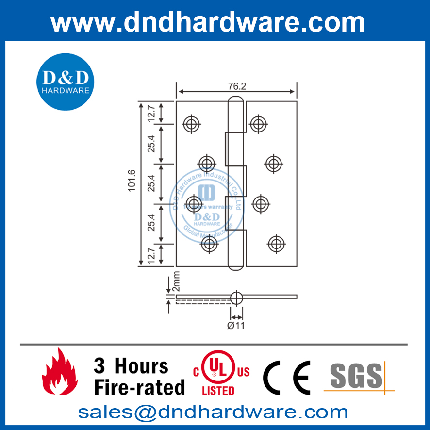 Charnière de porte extérieure à pointe de rivet en acier inoxydable de 4 pouces-DDSS005