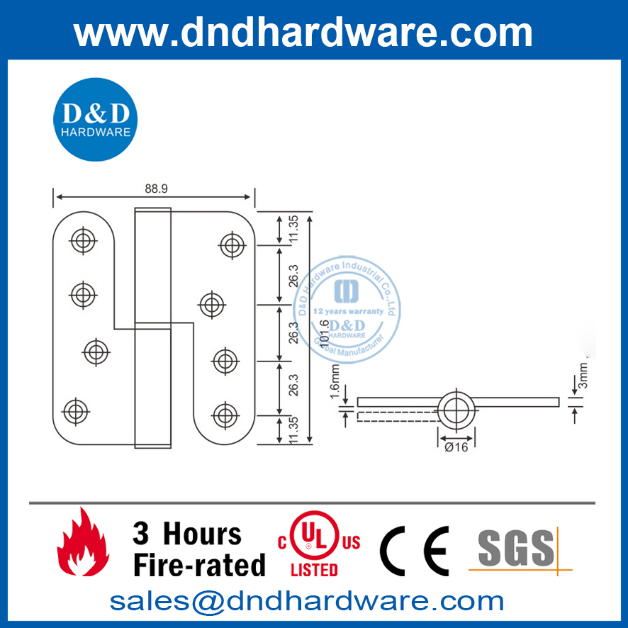 Charnière de porte en bois relevable en acier inoxydable-DDSS021