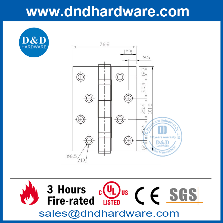 Charnière à manivelle en acier inoxydable de 4 pouces pour porte double-DDSS012