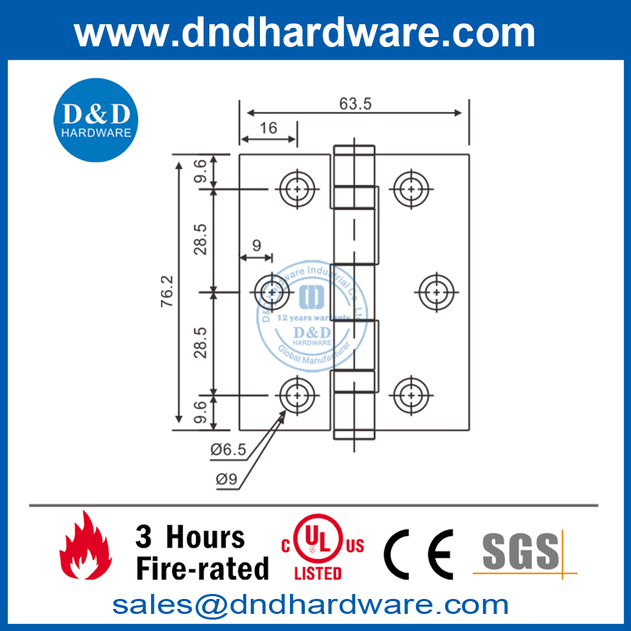 Petite charnière de porte à roulement à billes en acier inoxydable-DDSS045-B