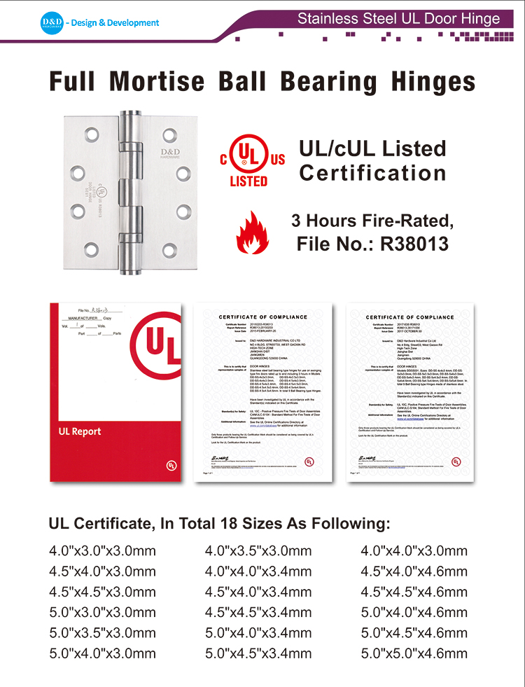 06 UL Certification Certification Certification Hinge-D et D Hardware