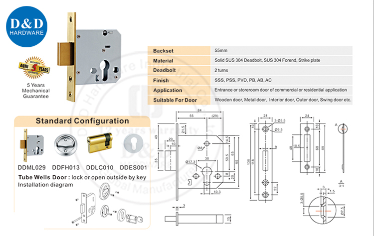 Hardware Lock-D & D de porte