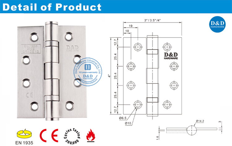 CE Wood Porte Hinge-DDSS001-CE-433-D & D