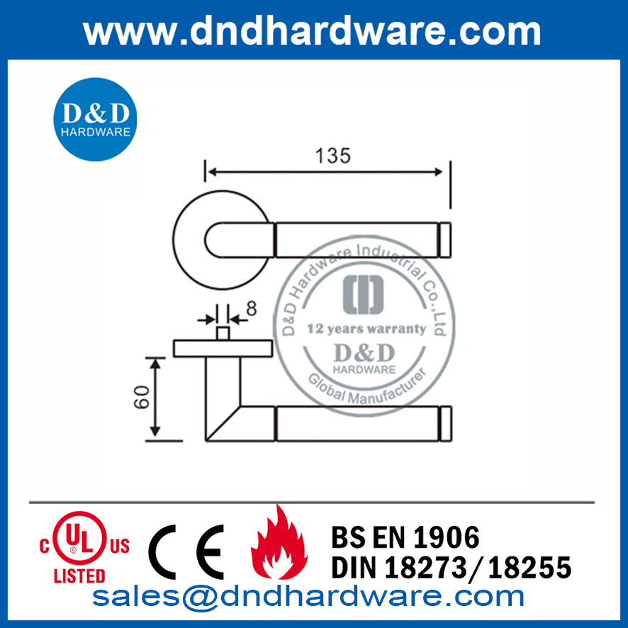 Poignée de levier de porte extérieure commerciale en acier inoxydable-DDTH028