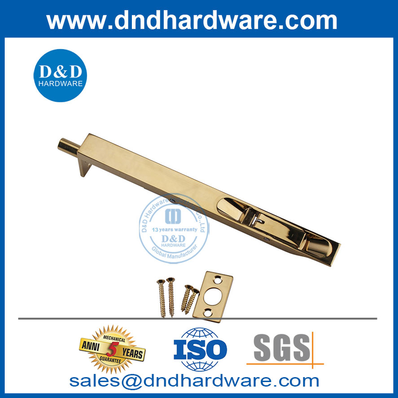 Cât solide en laiton 8 pouces SS304 Gold Safety Flush Bolt-DDB001