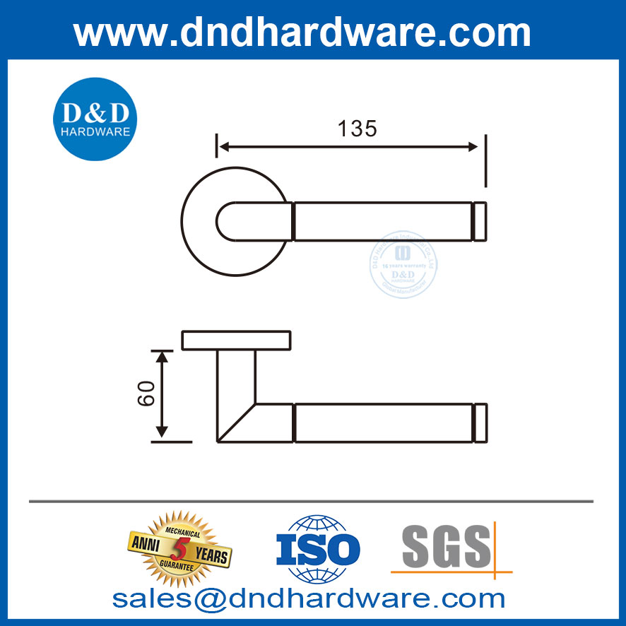 Style de style européen Porte intérieure en acier inoxydable Handle-DDTH028