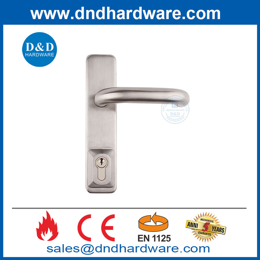 CE EN1125 Trim de levier nominal en acier inoxydable avec verrouillage pour la barre de panique-DDPD015