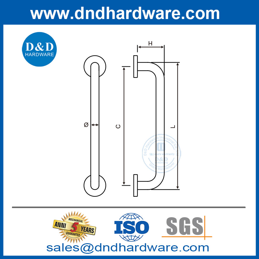 Patriage de porte commerciale des portes d'un côté en acier inoxydable Poignée pour la porte-DDPH019