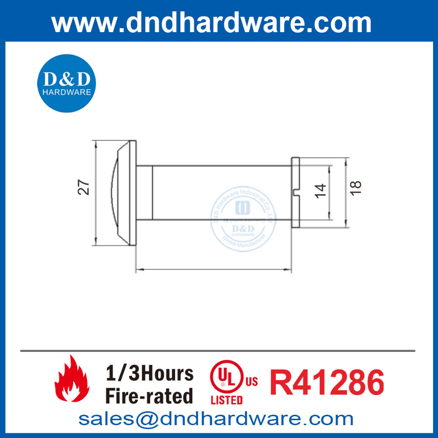 High Security Brass Fire classé UL 10C Home Apartment Door Viewer-DDDV009