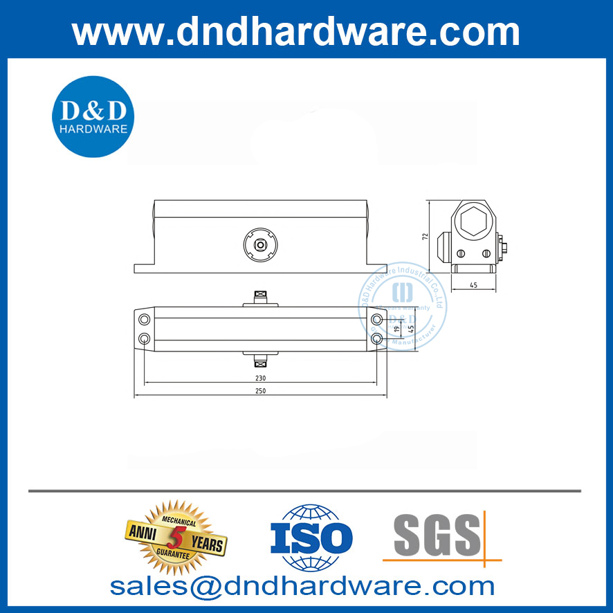 Closeurs de portes commerciaux en aluminium Strong printemps porte de printemps lent plus proche-DDDC004