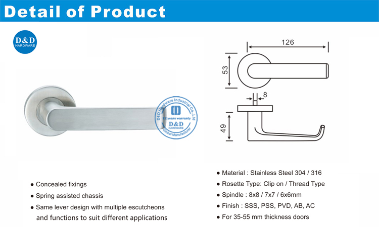 Handle de porte moderne-DDSH036-D & D
