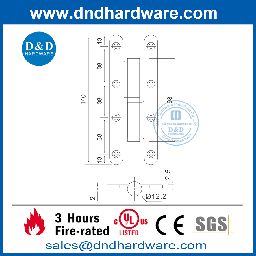 Charnière d'angle en H en acier inoxydable pour porte en métal-DDSS019-B