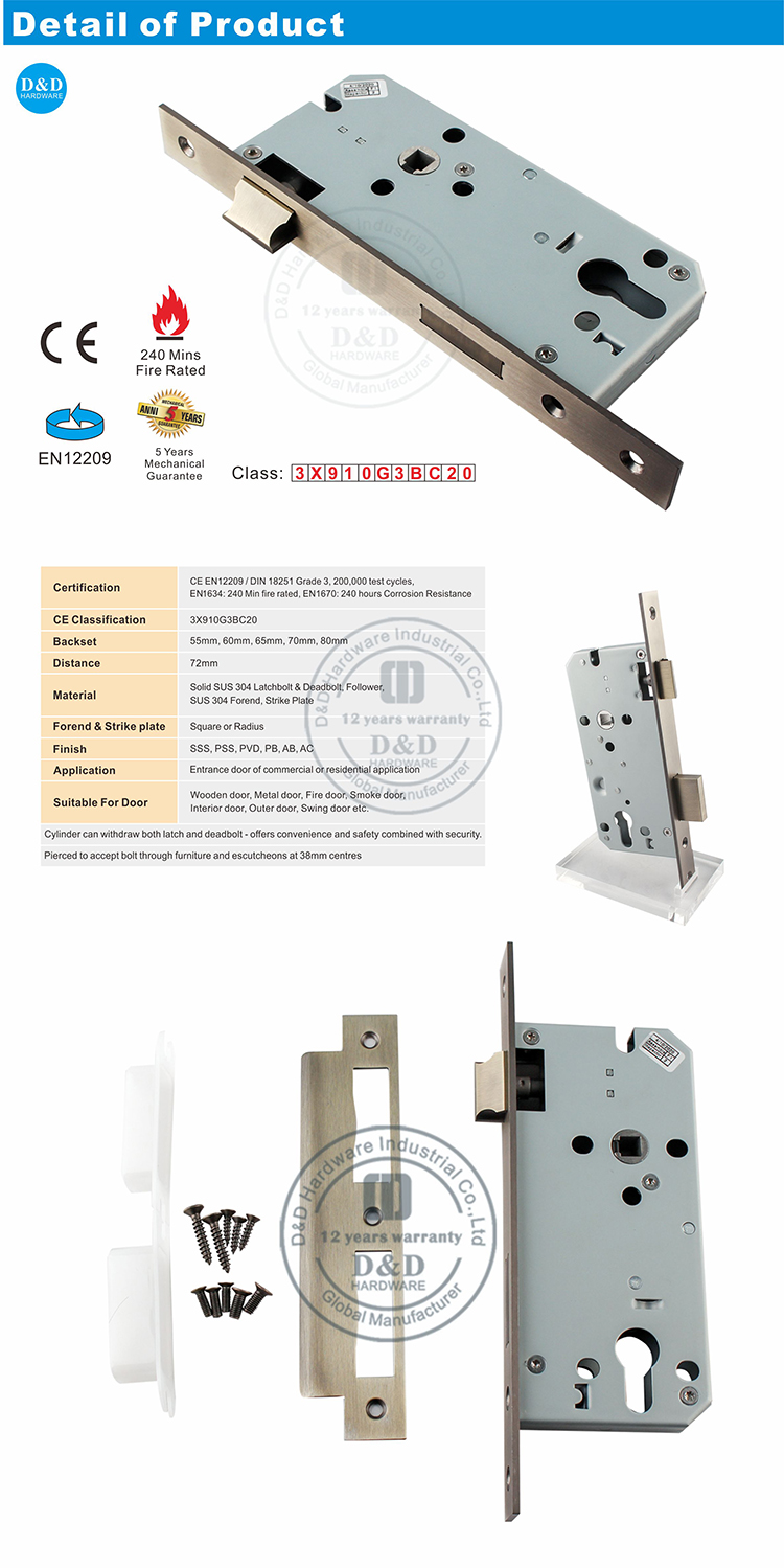 Verrouillage de porte en laiton antique pour la porte
