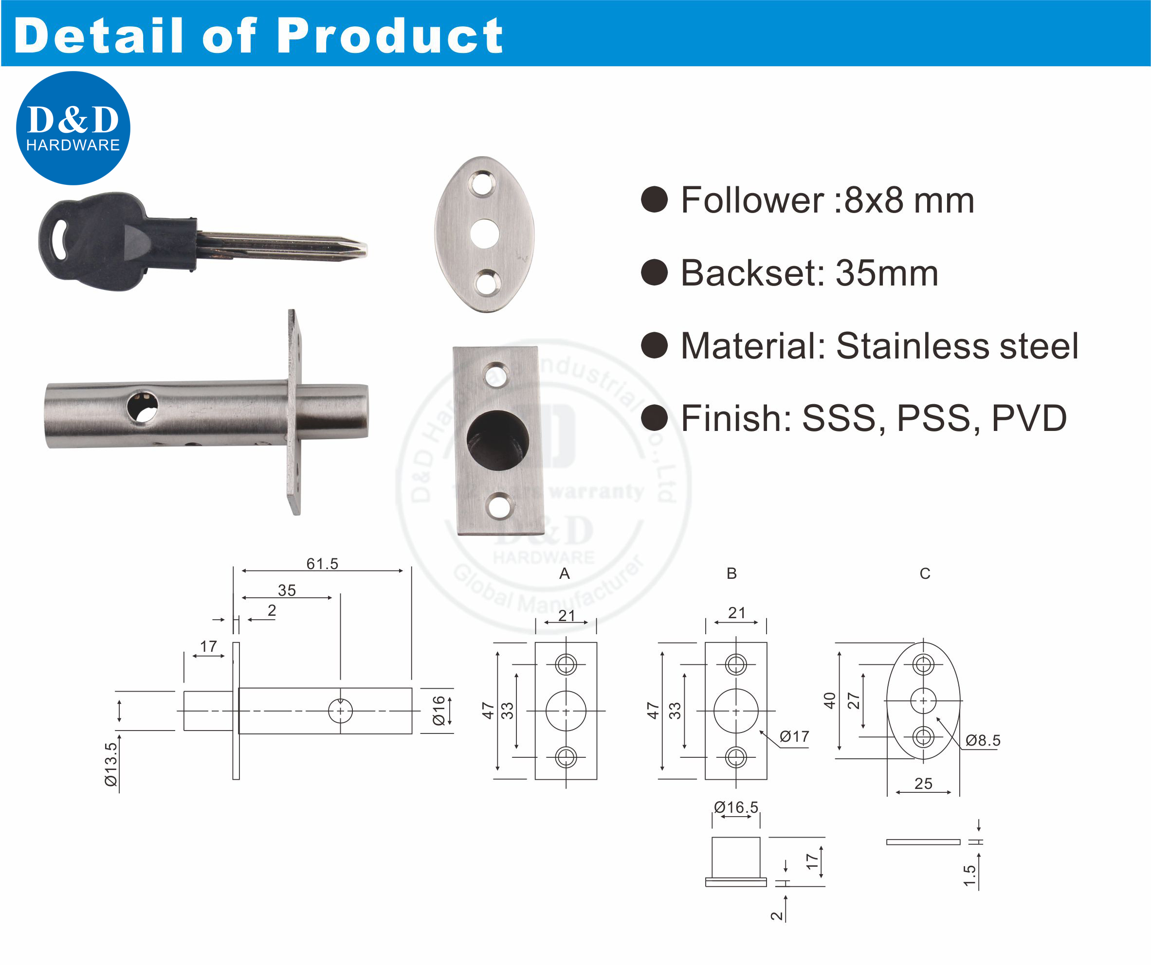 Hardware Lock-D et D en métal